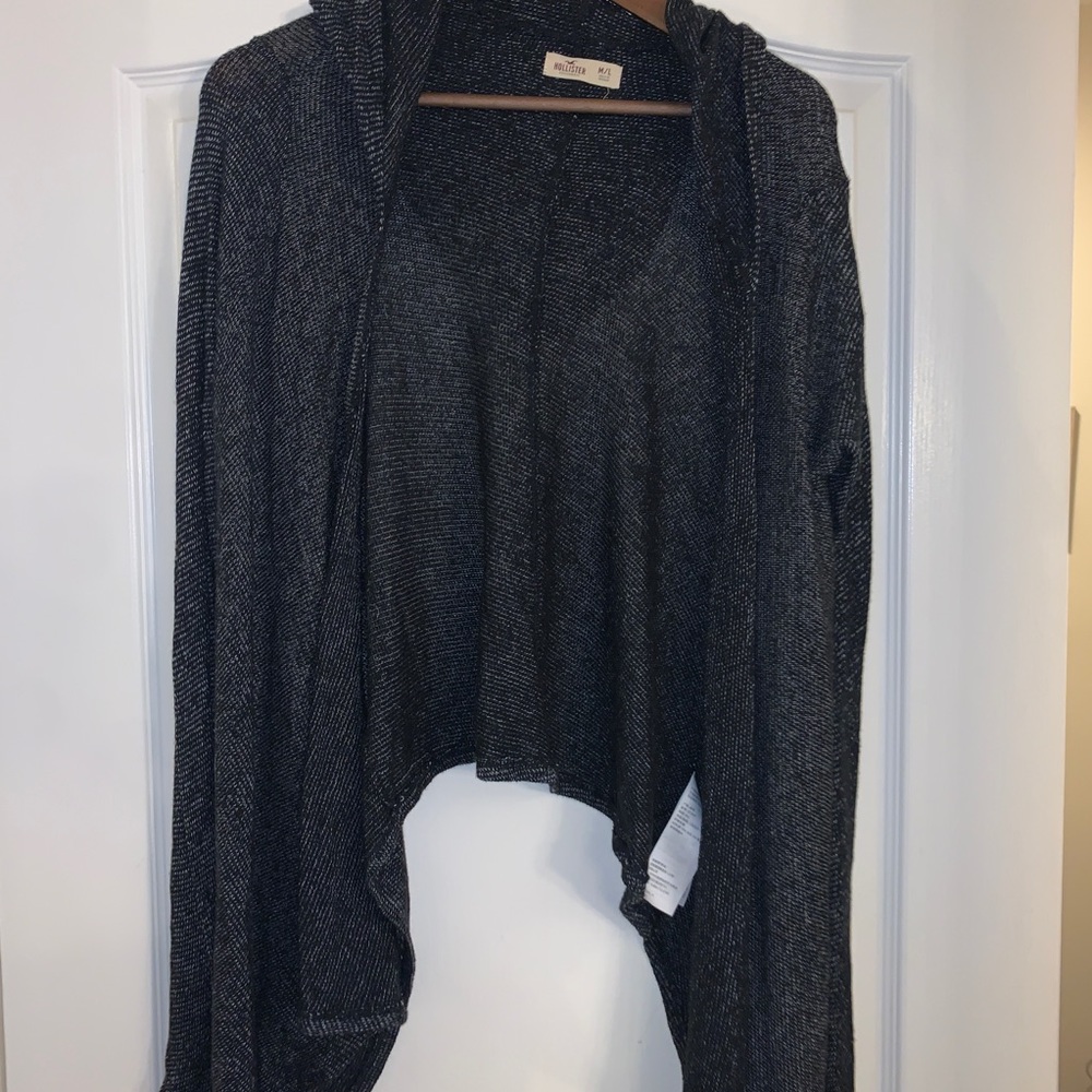 Hollister M/L Charcoal Gray Open Front Cardigan